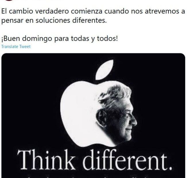 Utiliza Morena logotipo y slogan de Apple para promocionarse