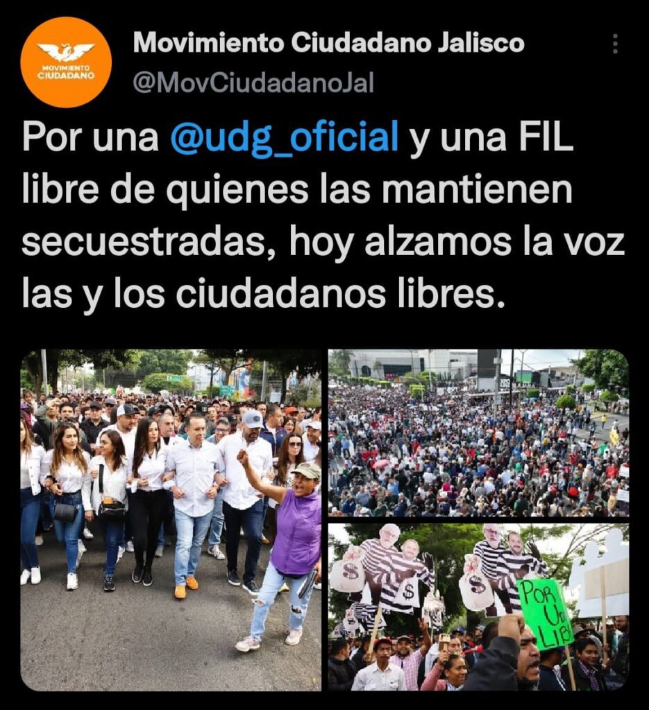 Alfaro desmiente boicot a la FIL, UDG afirma que su gobierno realizó marcha en su contra este sábado