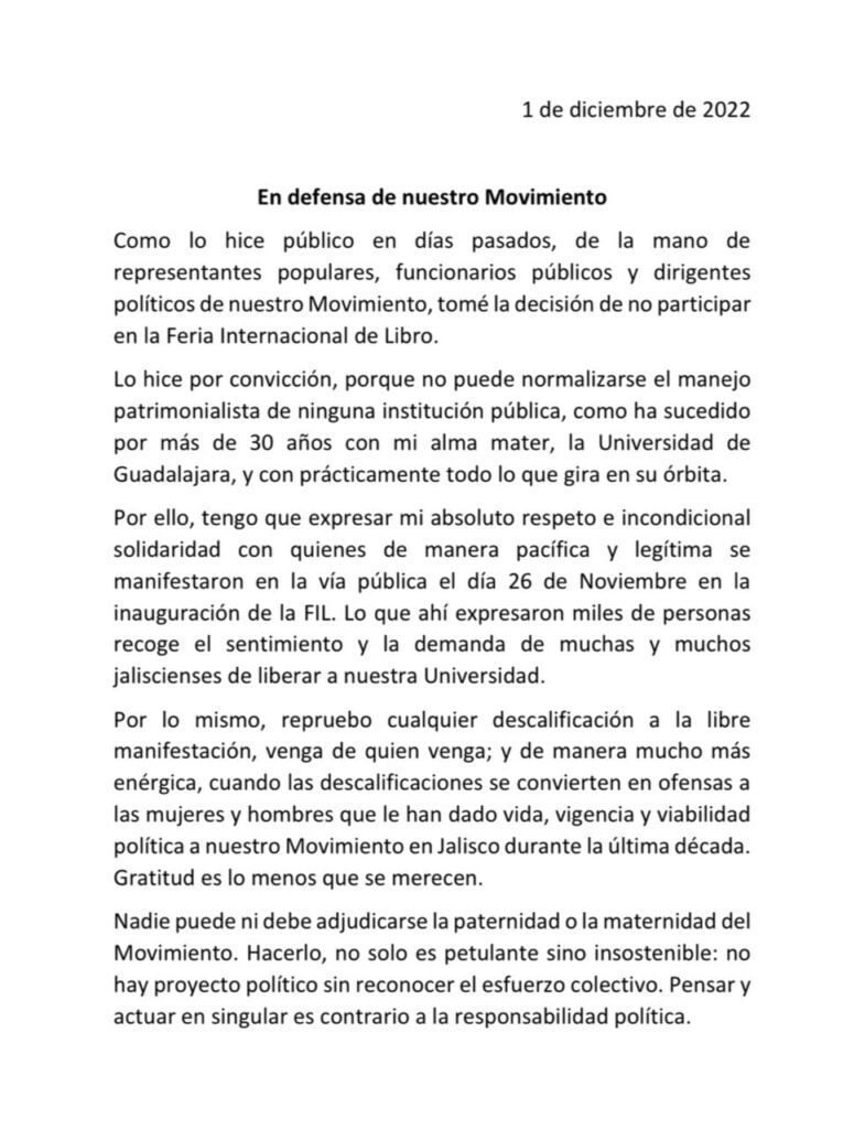 Carta abierta: Clemente Castañeda le responde a Pablo Lemus