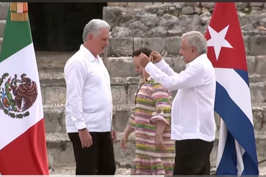 López Obrador entrega la Orden Mexicana Águila Azteca al presidente de Cuba Díaz-Canel